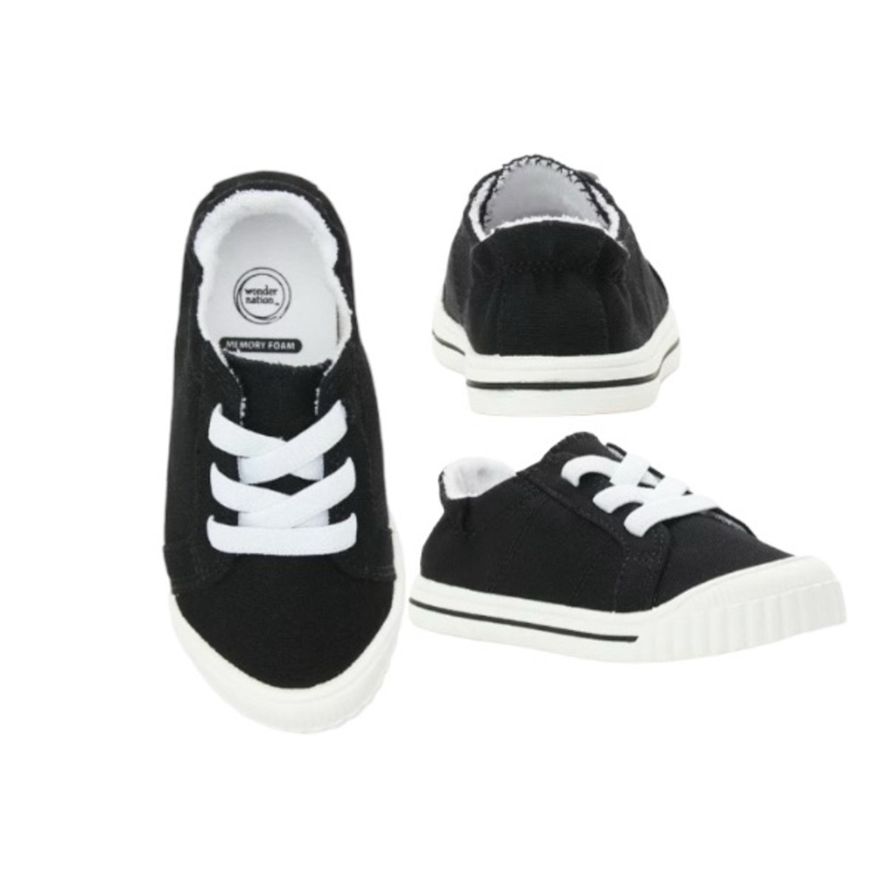 Wonder Nation Bump Toe Black and White Sneakers Comfortable and Stylish